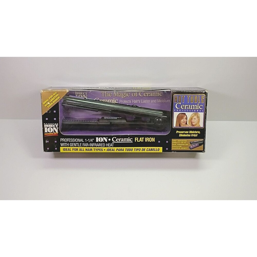NOS Hot Tools Professional Flat Iron 1.25" ION Ceramic Far-Infrared Heat - 1178